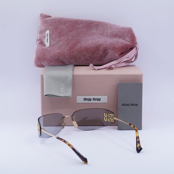 Miu Miu MUA51S 5AK50K Rectangle Sunglasses – Gold\\Light Grey main image 6